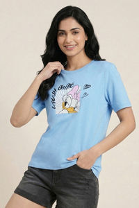 Zivame Donald Duck Knit Cotton Loungewear Top - Dutch Canel — thumbnail 4